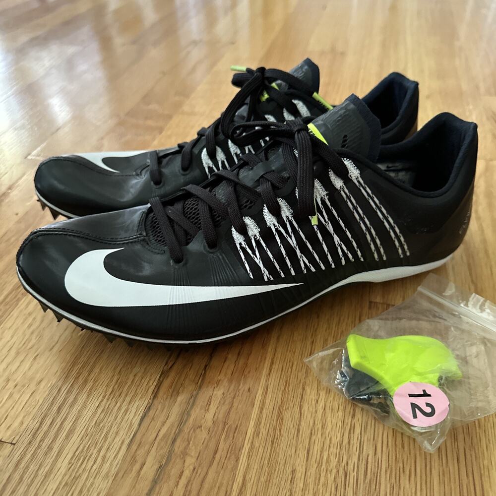 Nike Size 12 Zoom Celar Flywire Racing Sprint Black Running Track Spikes - 345